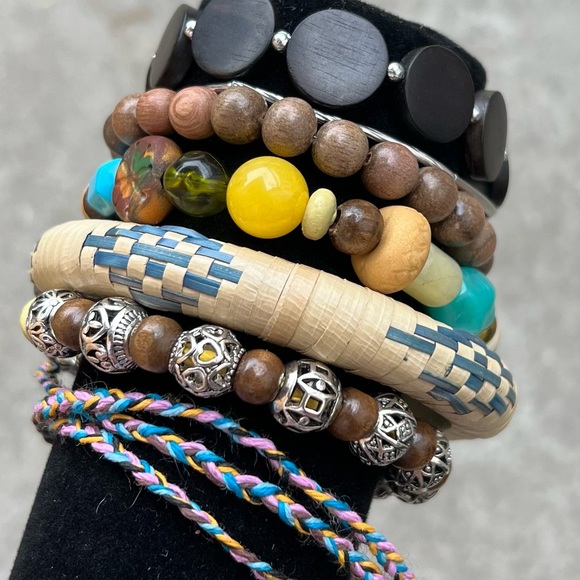 7 piece handmade stackable boho bracelet set wrap adjustable elastic bracelets - Picture 5 of 8